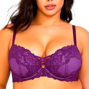 Torrid Purple Lace Corset Push-Up Plunge Bra